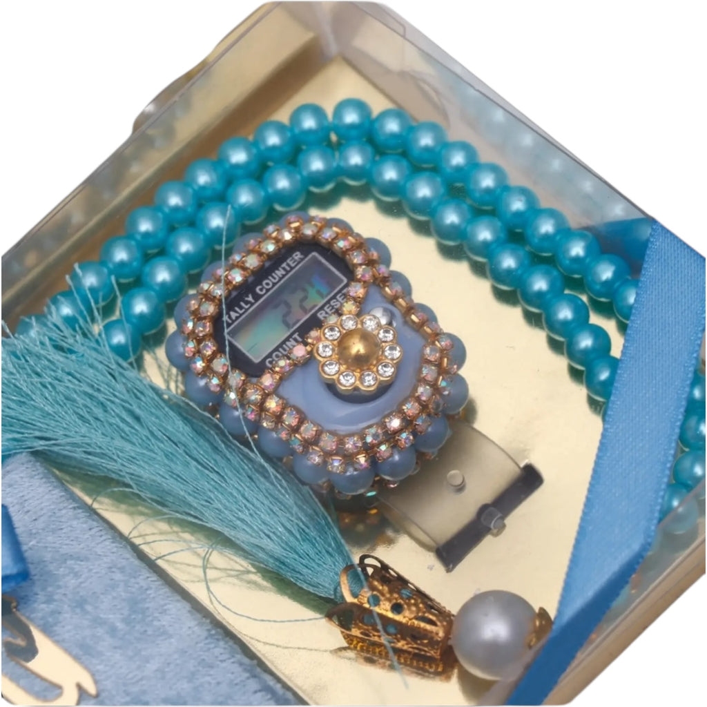 Mini Holy Quran Pearl Tasbeeh Digital Counter Islamic Gift Set Ramadan Gift Box
