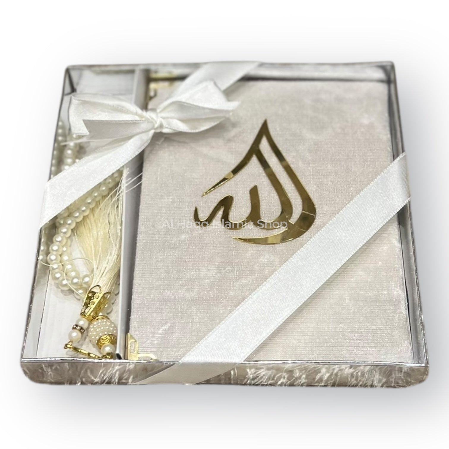 Islamic Surah Book & Pearl Tasbeeh Gift Set Muslim Prayer Beads Ramadan Gift Box