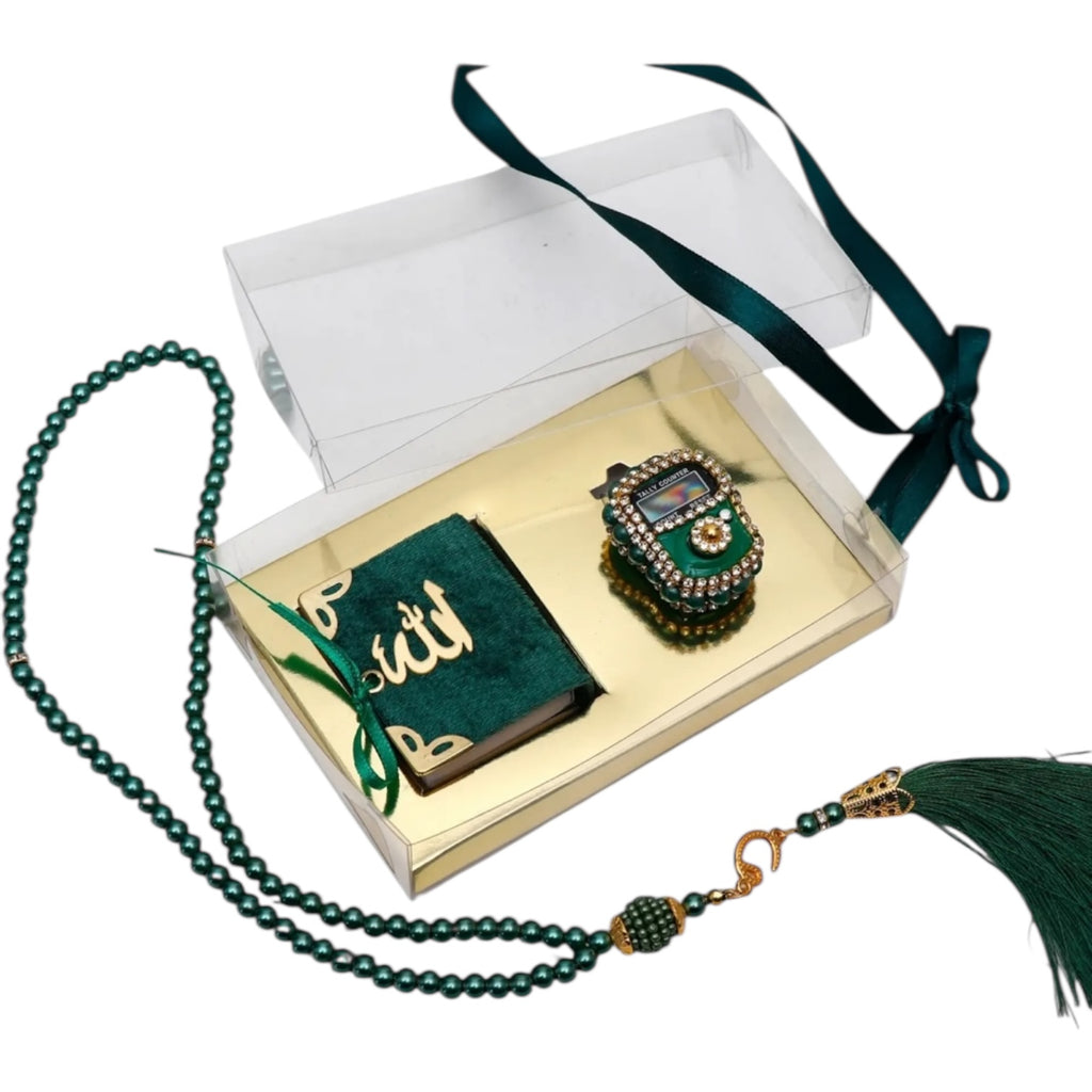 Mini Holy Quran Pearl Tasbeeh Digital Counter Islamic Gift Set Ramadan Gift Box
