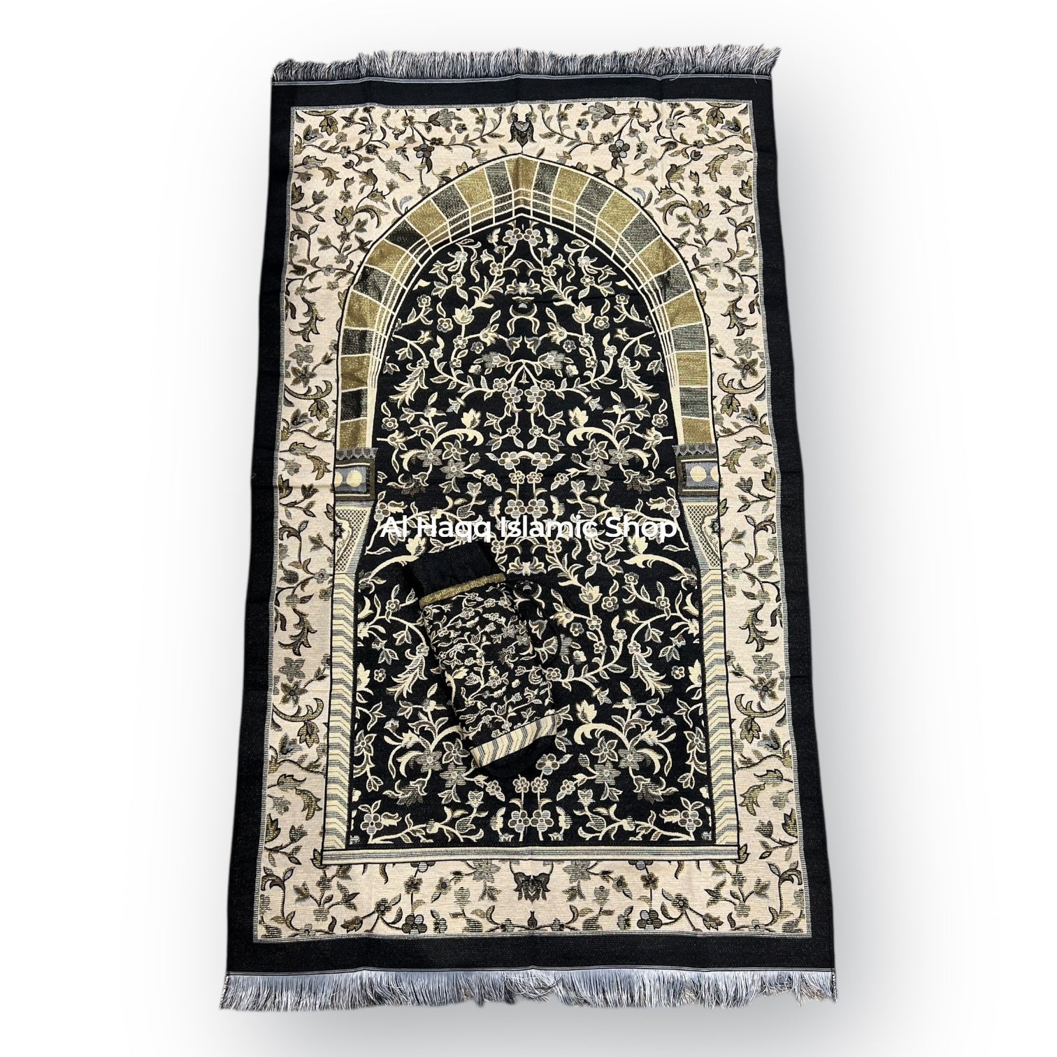 Muslim Travel Prayer Mat 70x110cm Black Rawdah Al Madinah Islamic Salah Mat Pouch