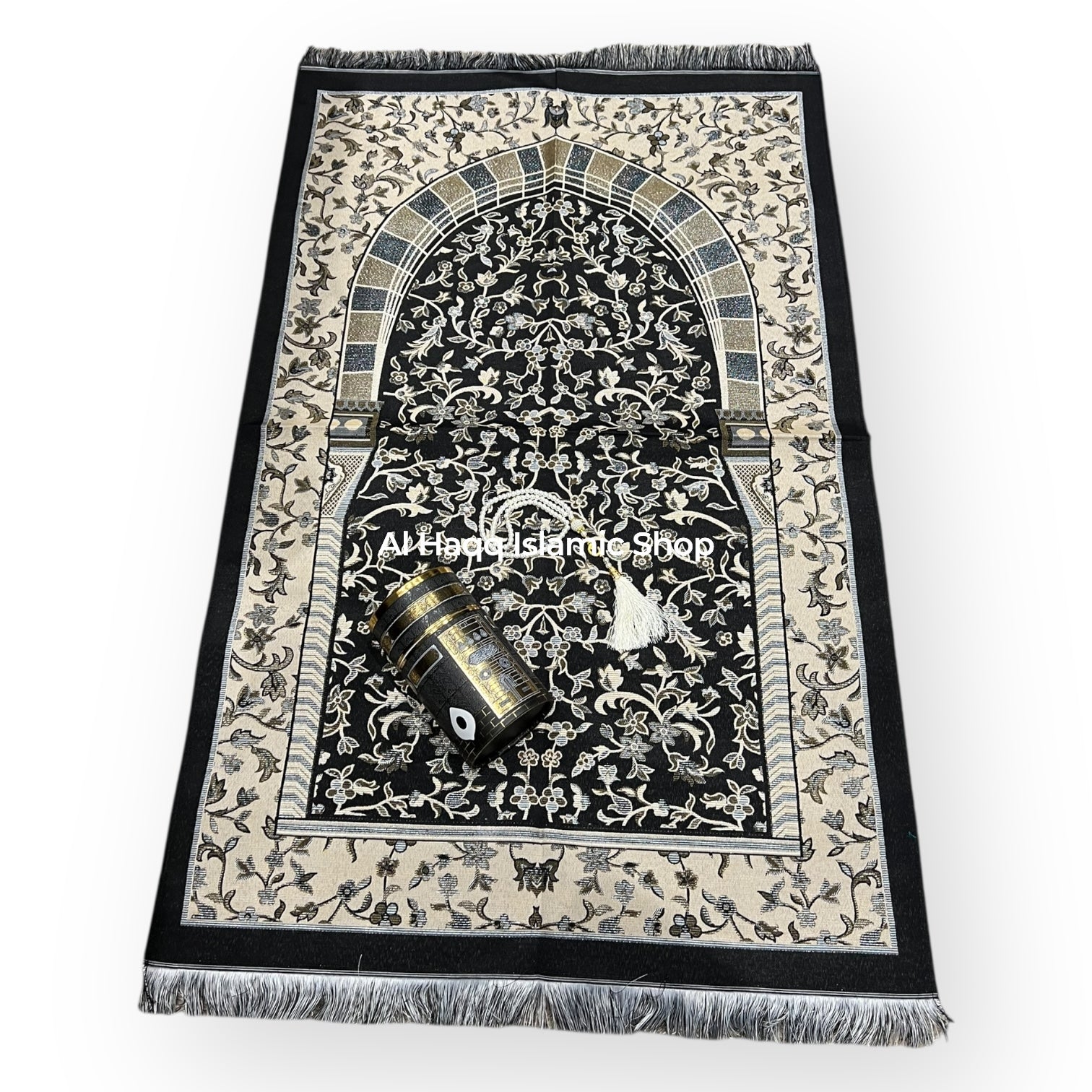 Muslim Travel Prayer Mat & Tasbeeh Gift Set Islamic Salah Mat Kaaba Round Carry Case