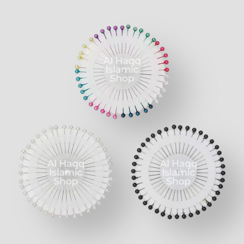 40 Hijab Pins Scarf Pins Sewing Pins Wheel Storage Box Multicolour Black White Set
