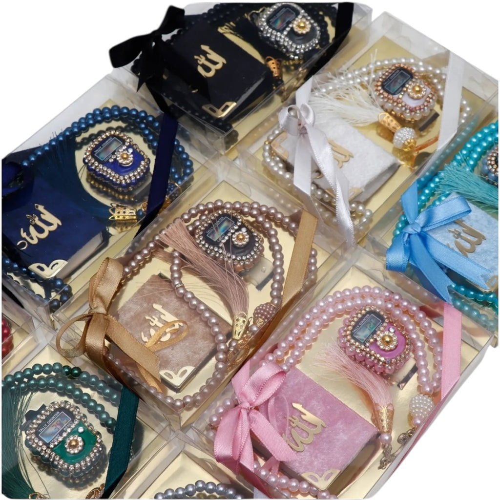 Mini Holy Quran Pearl Tasbeeh Digital Counter Islamic Gift Set Ramadan Gift Box