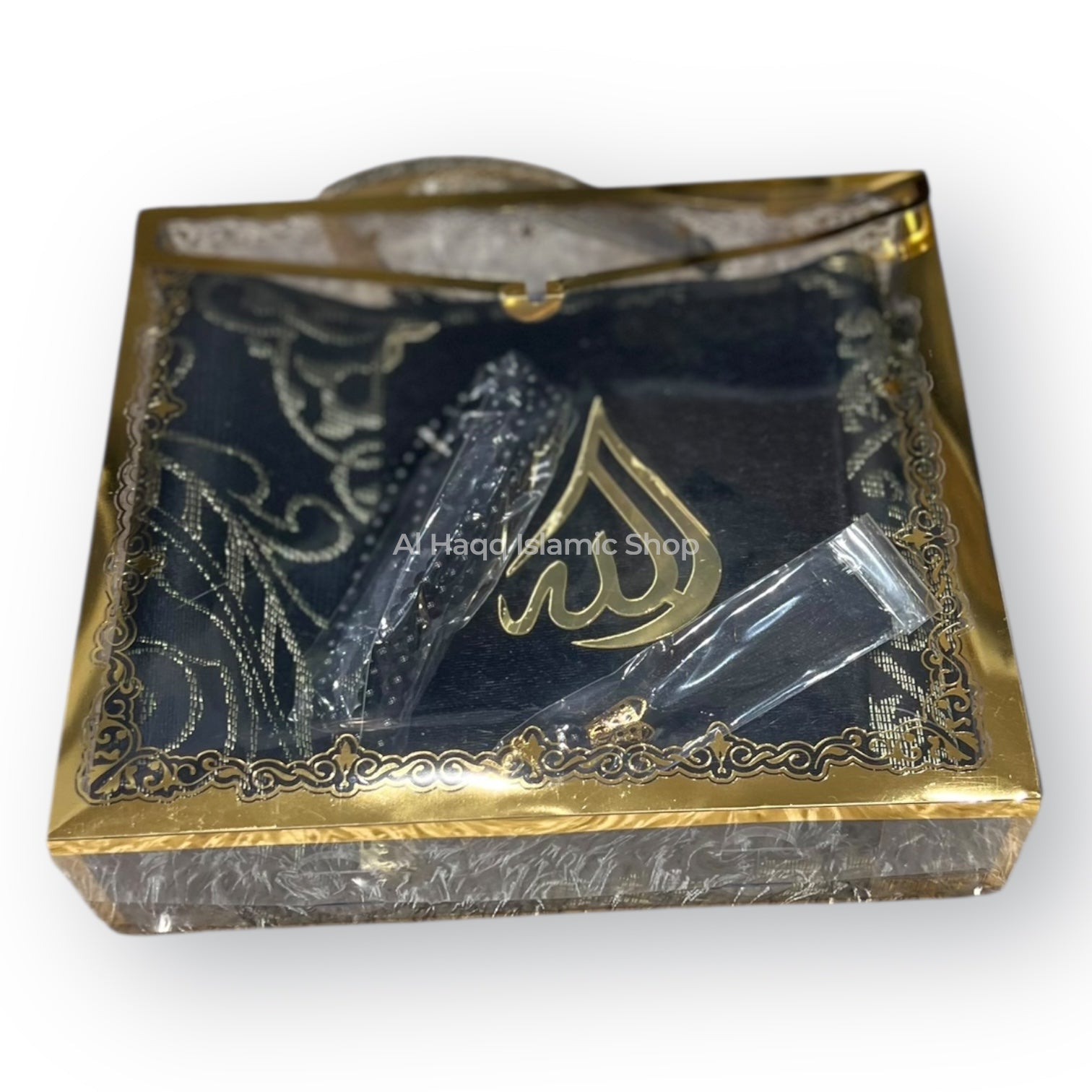 Muslim Prayer Mat Surah Book & Pearl Tasbeeh Gift Set Islamic Ramadan Gift Box Premium Packaging