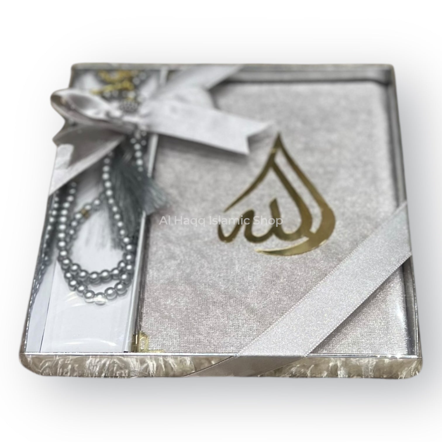 Islamic Surah Book & Pearl Tasbeeh Gift Set Muslim Prayer Beads Ramadan Gift Box