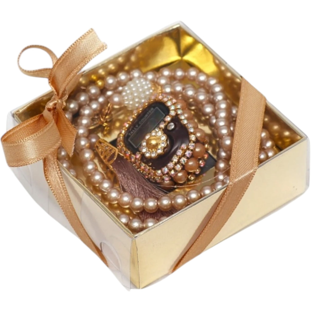 Pearl Tasbeeh Beads Islamic Prayer Beads Misbaha Dhikr Set with Counter Gift Set
