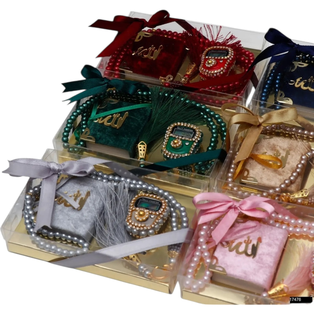 Mini Holy Quran Pearl Tasbeeh Digital Counter Islamic Gift Set Ramadan Gift Box