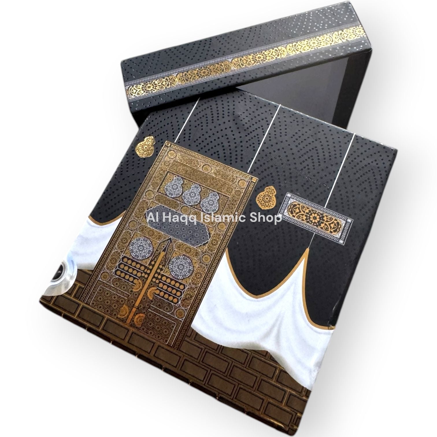 Muslim Gift Set Grey Prayer Mat Travel Tasbeeh Beads Portable Islamic Kaaba Box