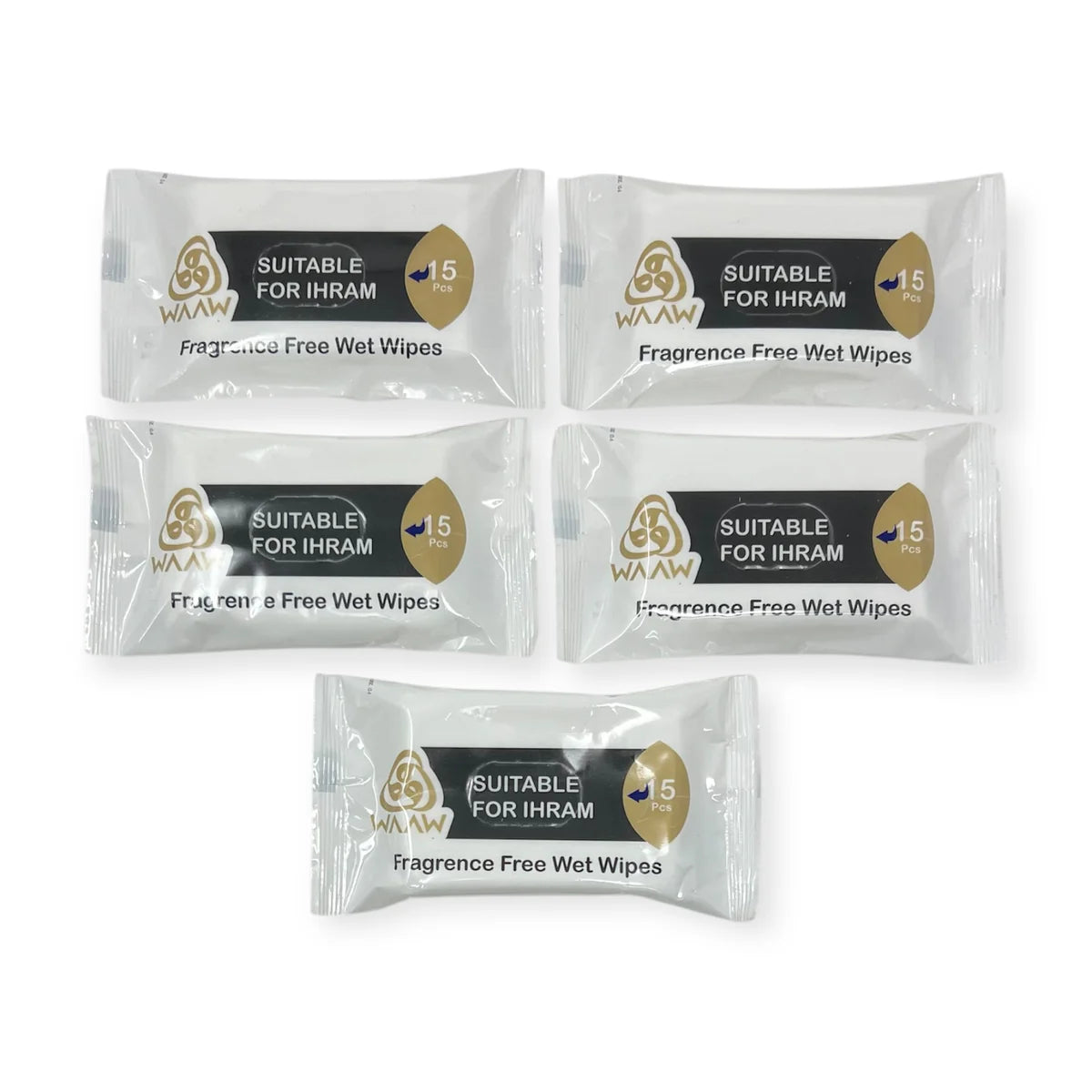 Fragrance Free Ihram Wipes Pocket Pack 15 Cleansing Travel Wipes Hajj Umrah